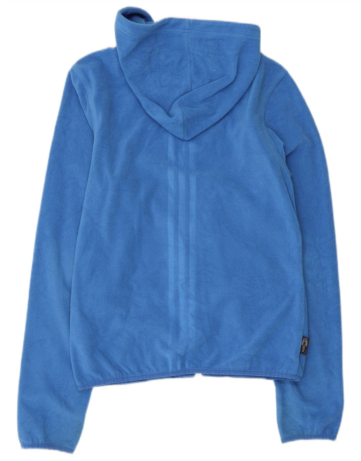 ADIDAS Boys Hooded Fleece Jacket 9-10 Years Medium Blue Polyester