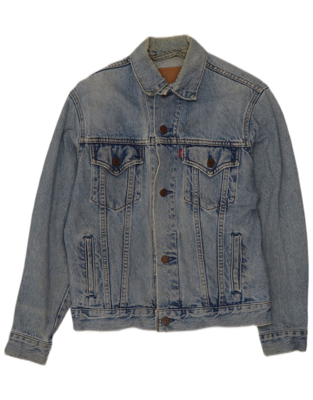 LEVI'S Womens Crop Denim Jacket UK 14 Large Blue Cotton