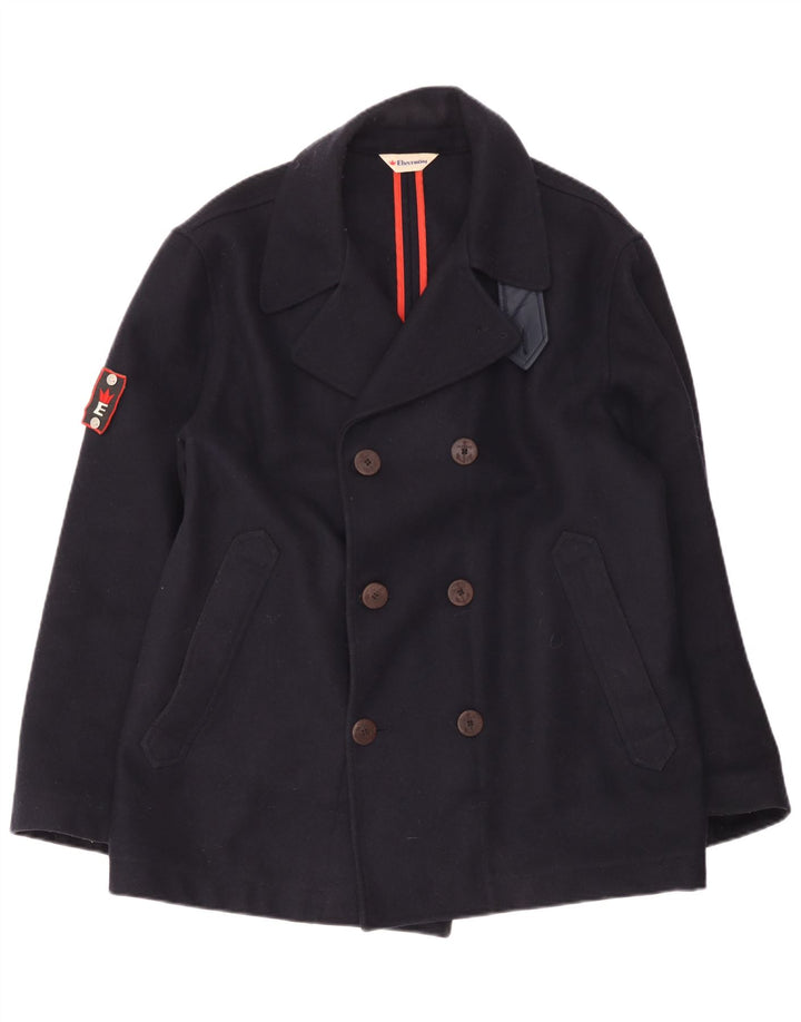 Elvstrom Mens Pea Coat UK 42 XL Navy Blue Wool