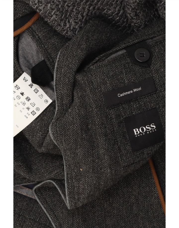 HUGO BOSS Mens 3 Button Blazer Jacket EU 50 Large Grey Herringbone