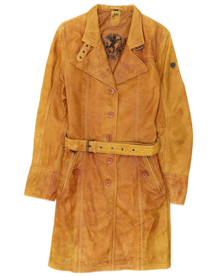 Gipsy Womens Leather Coat UK 12 Medium Brown