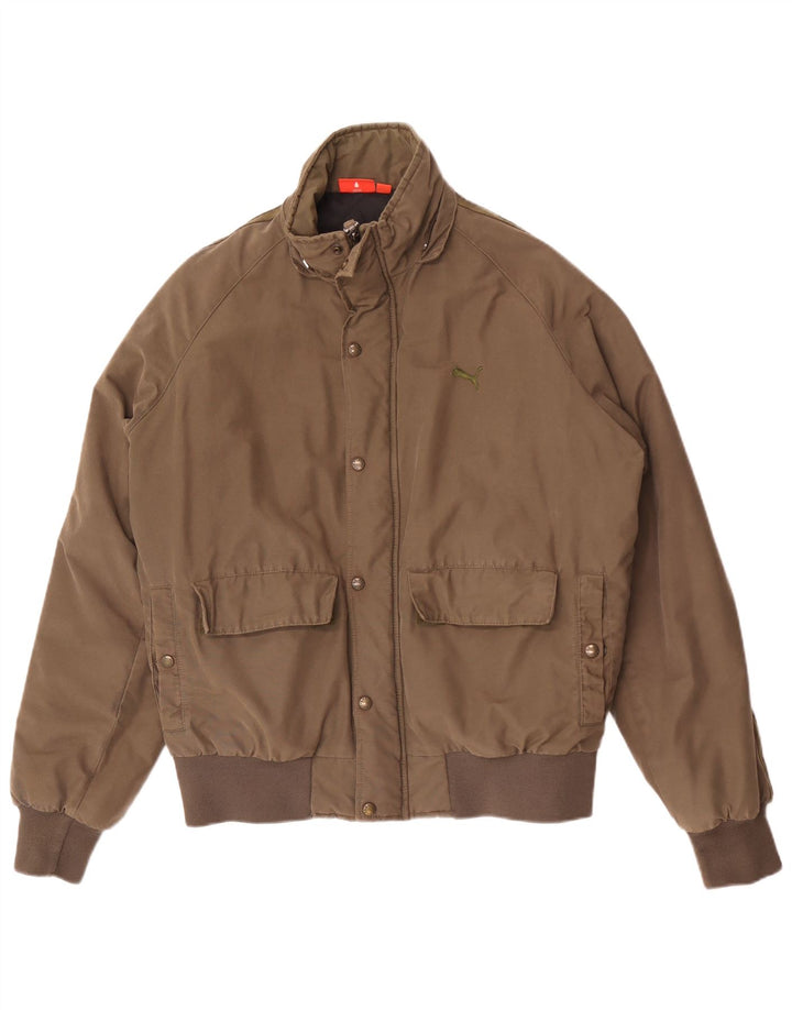 Puma Mens Bomber Jacket UK 40 Large Khaki Cotton