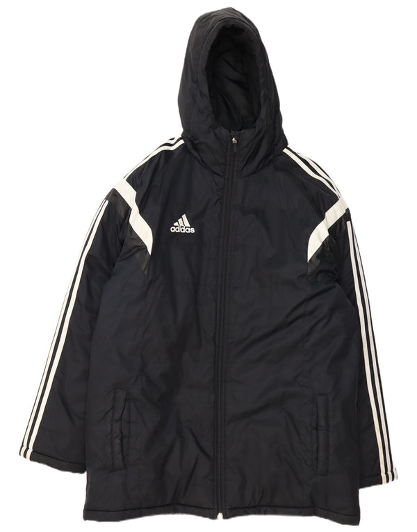 Adidas Mens Hooded Padded Jacket UK 42 XL Black Colourblock Polyester
