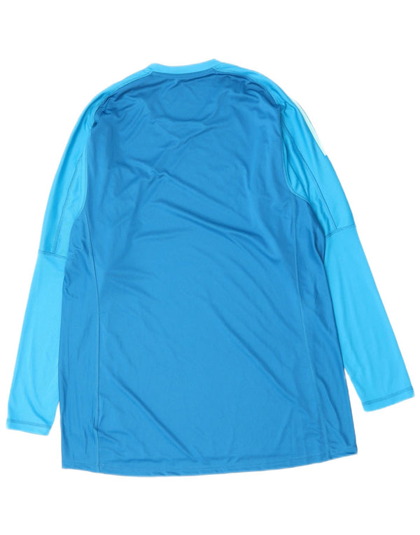 ADIDAS Mens Climalite T-Shirt Top XL Blue Striped Polyester