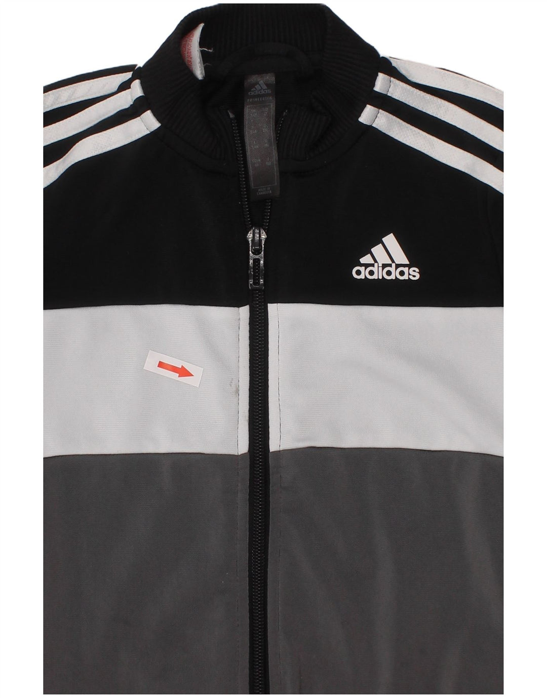Adidas Boys Tracksuit Top Jacket 3-4 Years Black Colourblock Polyester
