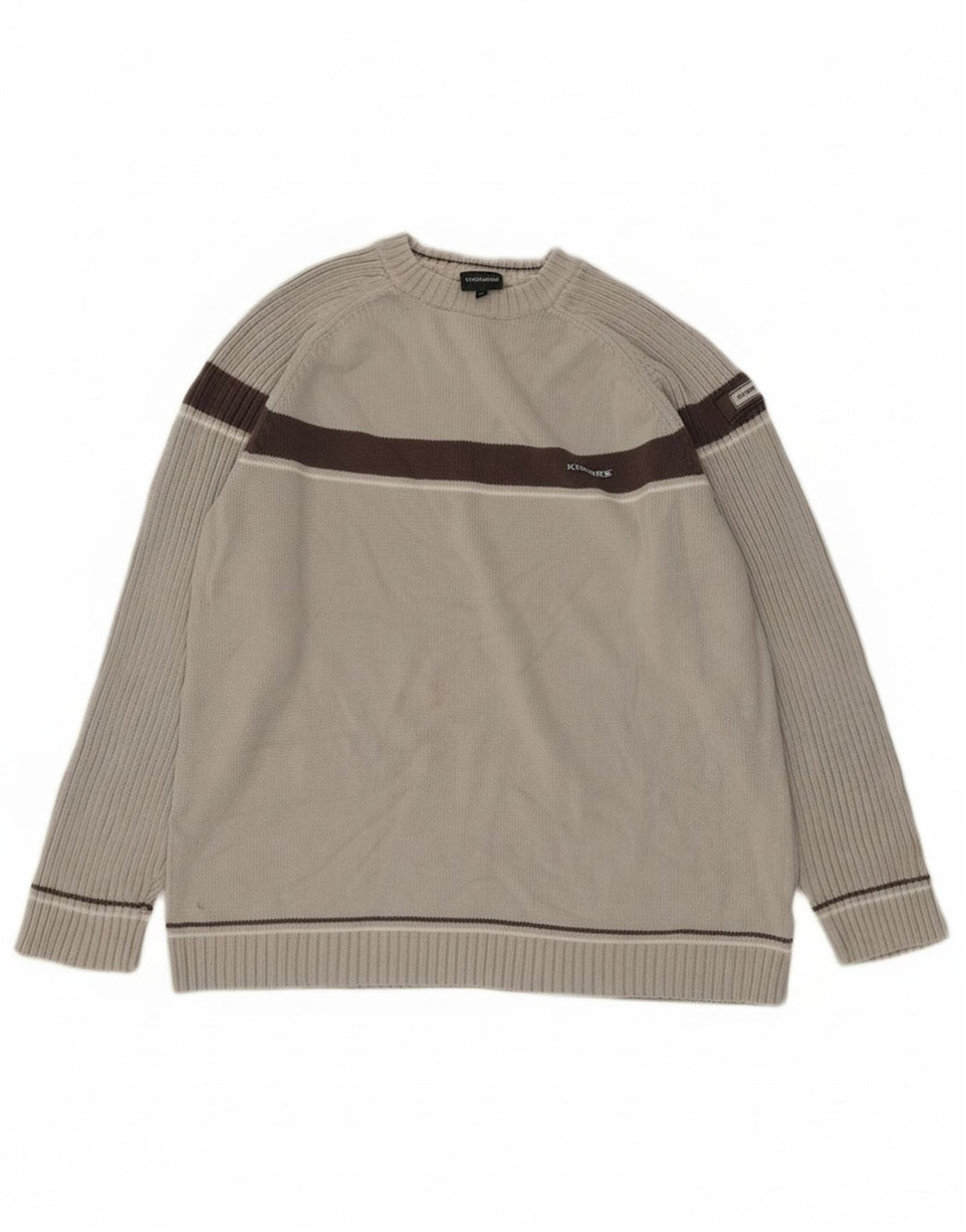 Kickers Mens Crew Neck Jumper Sweater Medium Grey Colourblock Cotton