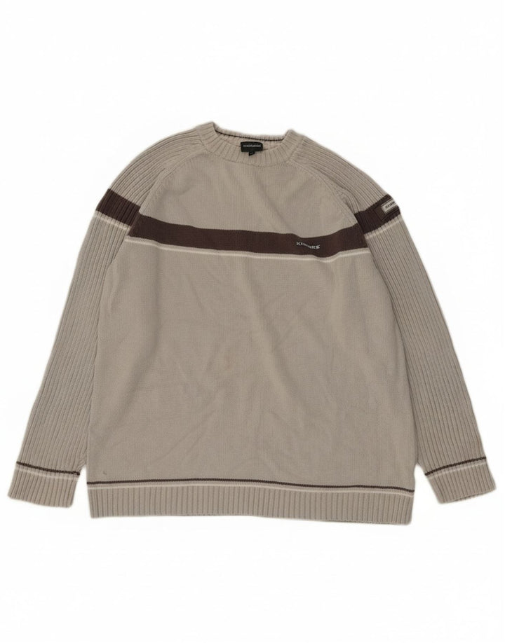 Kickers Mens Crew Neck Jumper Sweater Medium Grey Colourblock Cotton