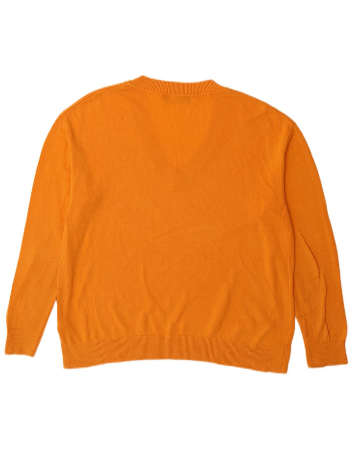 Marks & Spencer Mens V-Neck Jumper Sweater Medium Orange Cotton