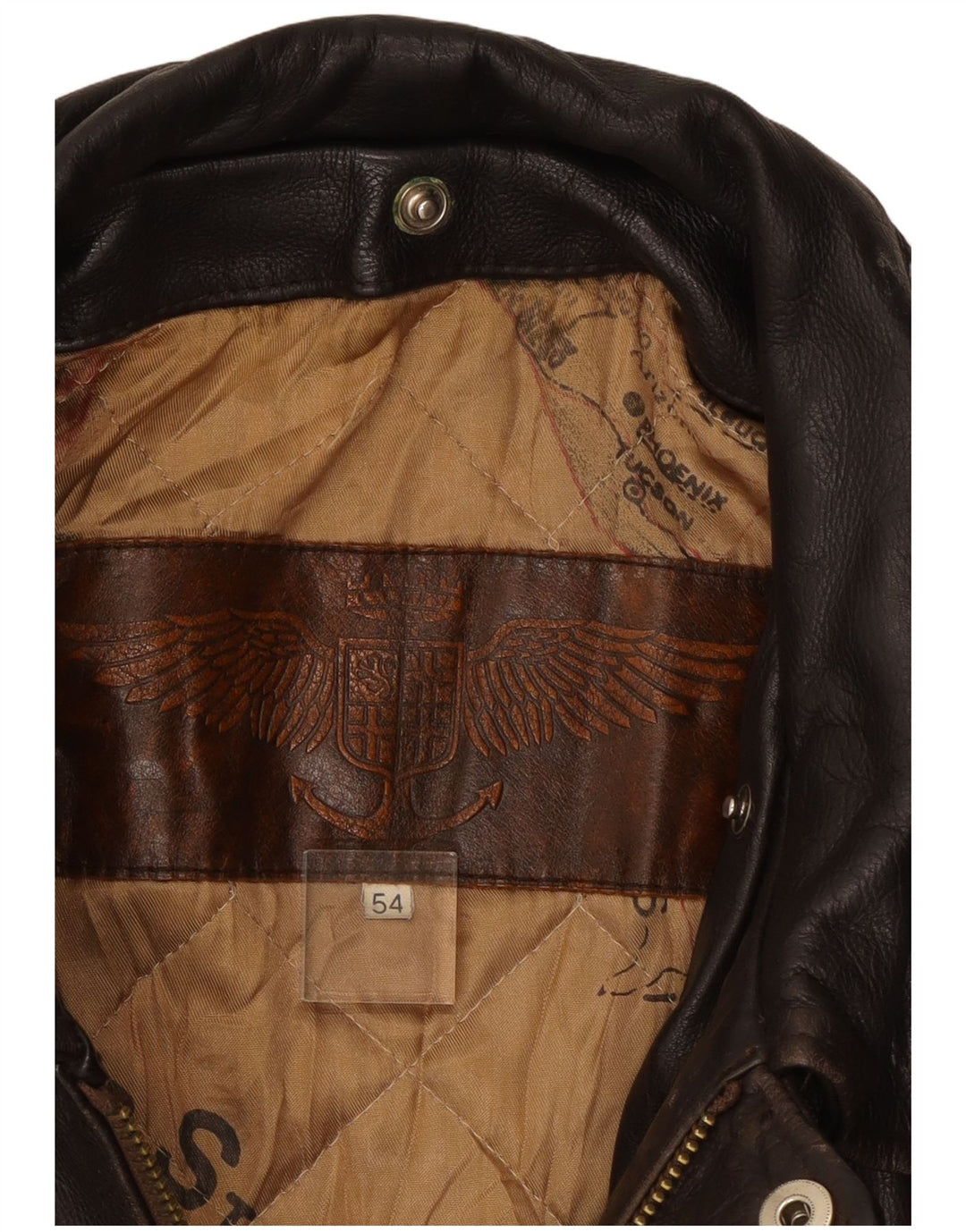 Vintage Mens Military Leather Jacket IT 54 2XL Brown