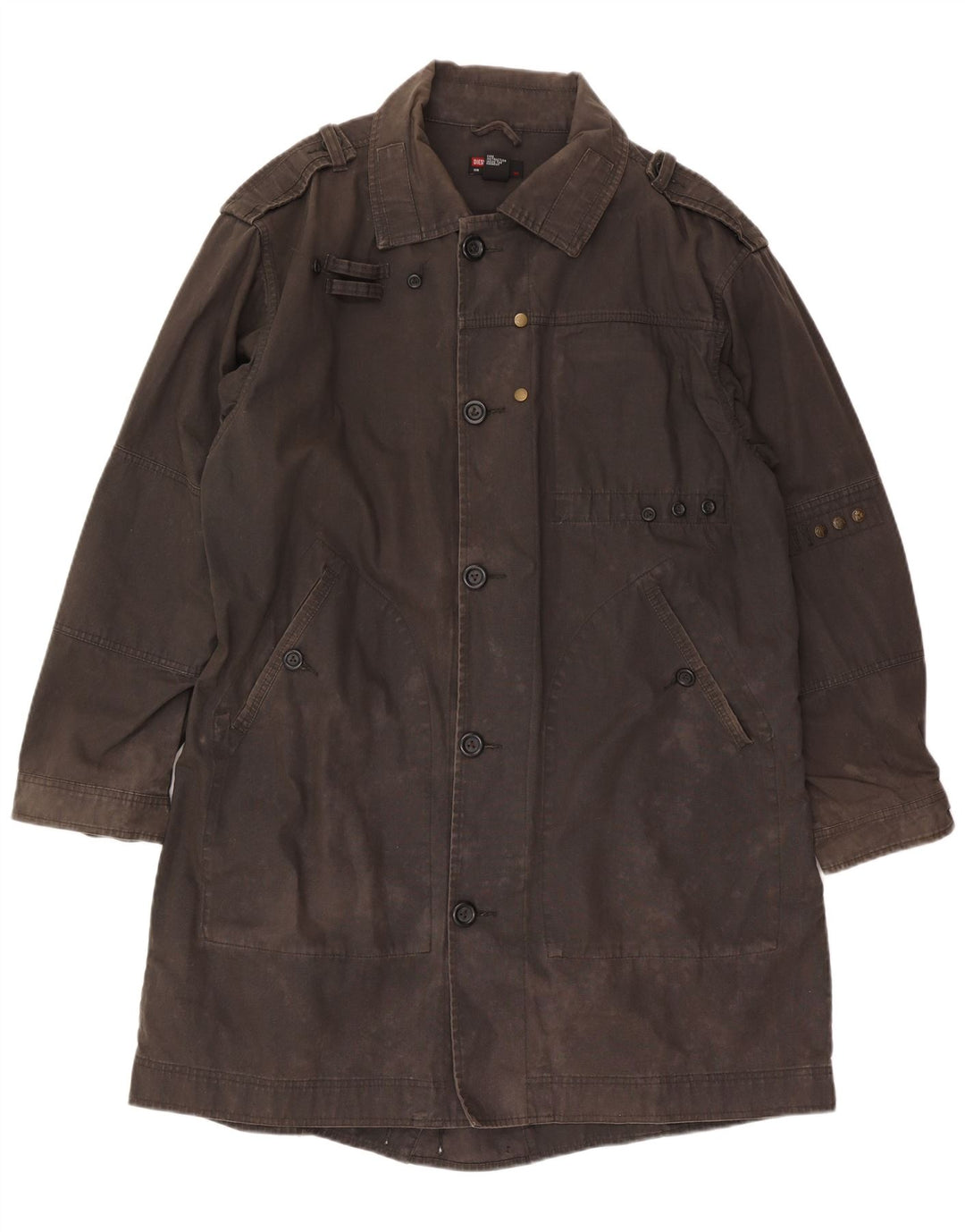 Diesel Mens Military Overcoat UK 40 Large Grey Cotton