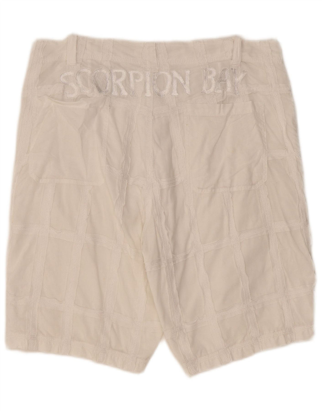 Scorpion Bay Mens Graphic Chino Shorts W33 Medium White Check Cotton