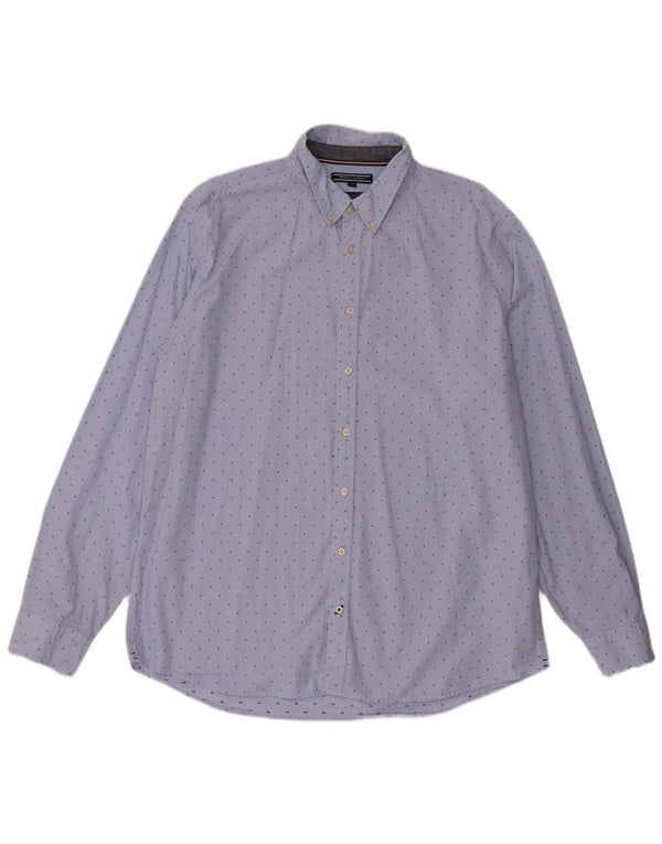 Tommy Hilfiger Mens New York Fit Shirt 2XL Blue Spotted Cotton