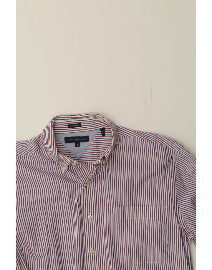 TOMMY HILFIGER Mens Regular Fit Shirt Size 16 Large Multicoloured Striped Vintage Tommy Hilfiger and Second-Hand Tommy Hilfiger from Messina Hembry 
