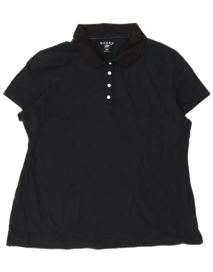 LEE Womens Polo Shirt UK 20 2XL Black Cotton