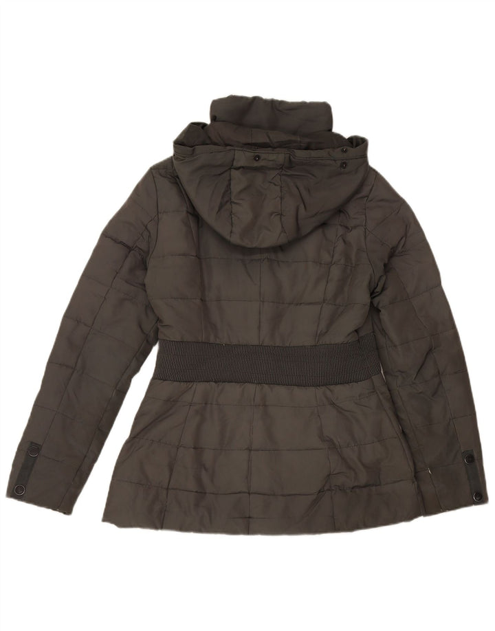 JASPER CONRAN Womens Hooded Padded Jacket UK 10 Small Grey Colourblock