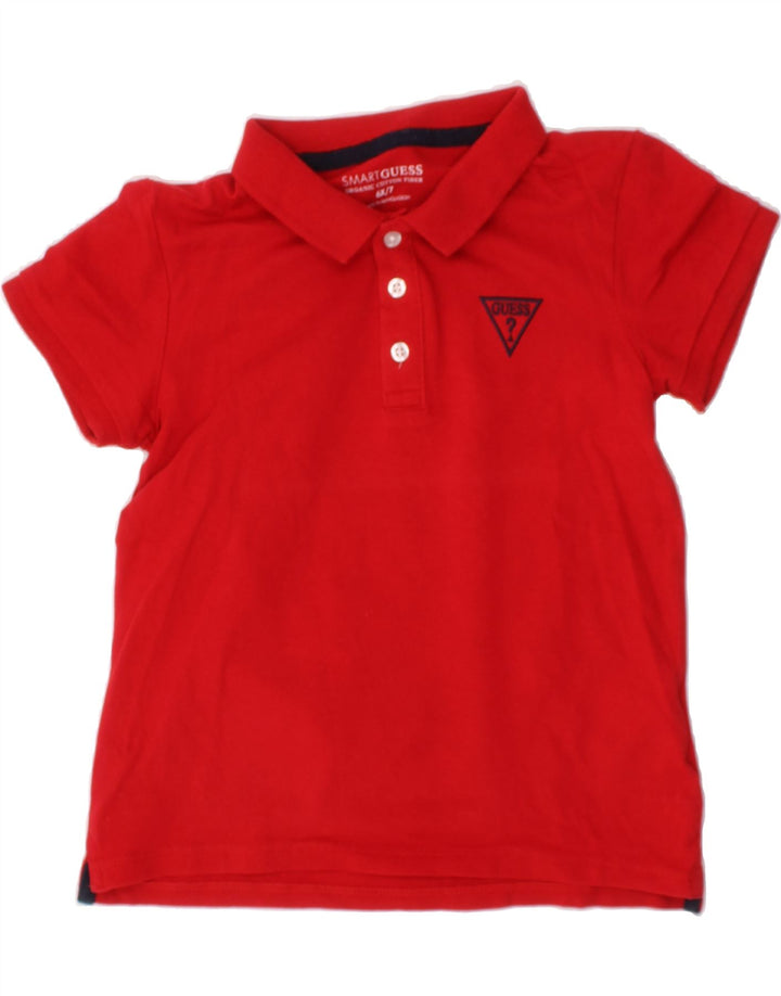 GUESS Boys Polo Shirt 6-7 Years Red Cotton Vintage Guess and Second-Hand Guess from Messina Hembry 