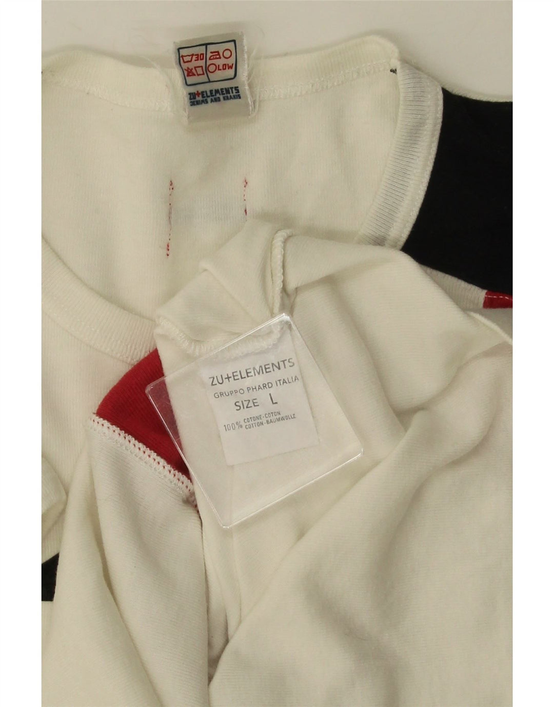 ZU ELEMENTS Mens Graphic T-Shirt Top Large White Colourblock Cotton