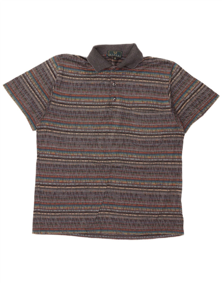 Sironi Mens Polo Shirt IT 54 XL Multicoloured Striped Cotton