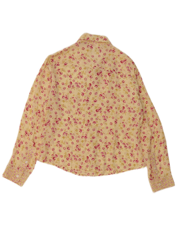 CHERIE Womens Shirt Blouse IT 46 Large Yellow Floral Silk