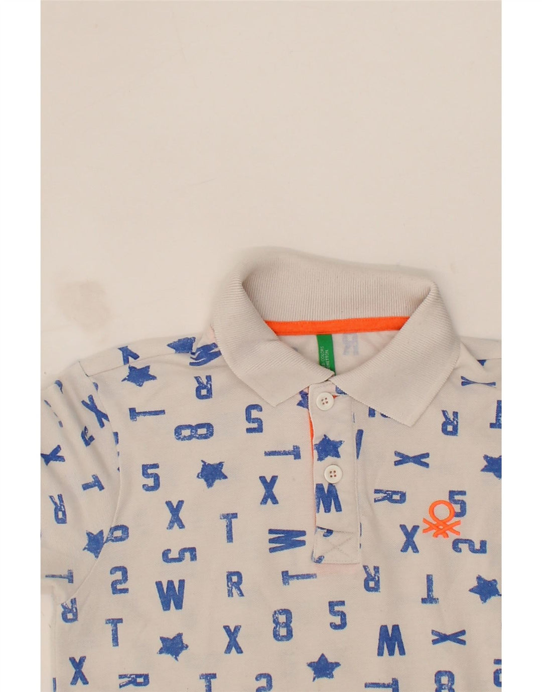 BENETTON Boys Graphic Polo Shirt 11-12 Years White Vintage Benetton and Second-Hand Benetton from Messina Hembry 