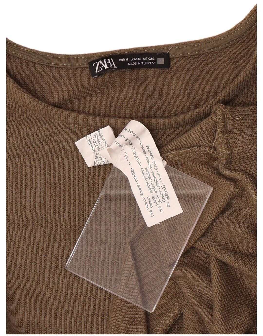 ZARA Womens Sweatshirt Jumper UK 12 Medium Brown Viscose