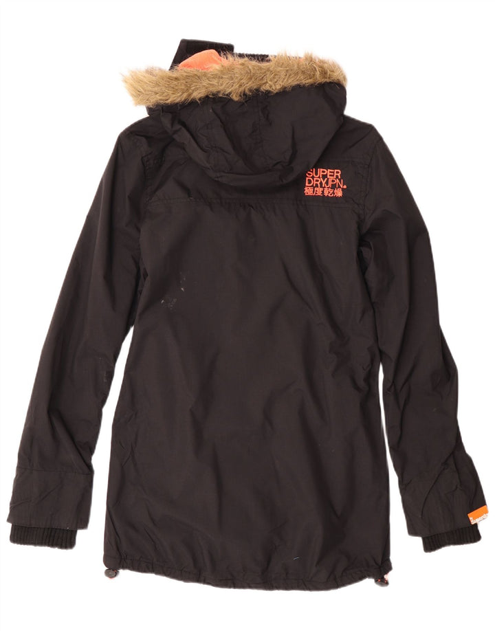 Superdry Womens Hooded Parka Jacket UK 2 2XS Black