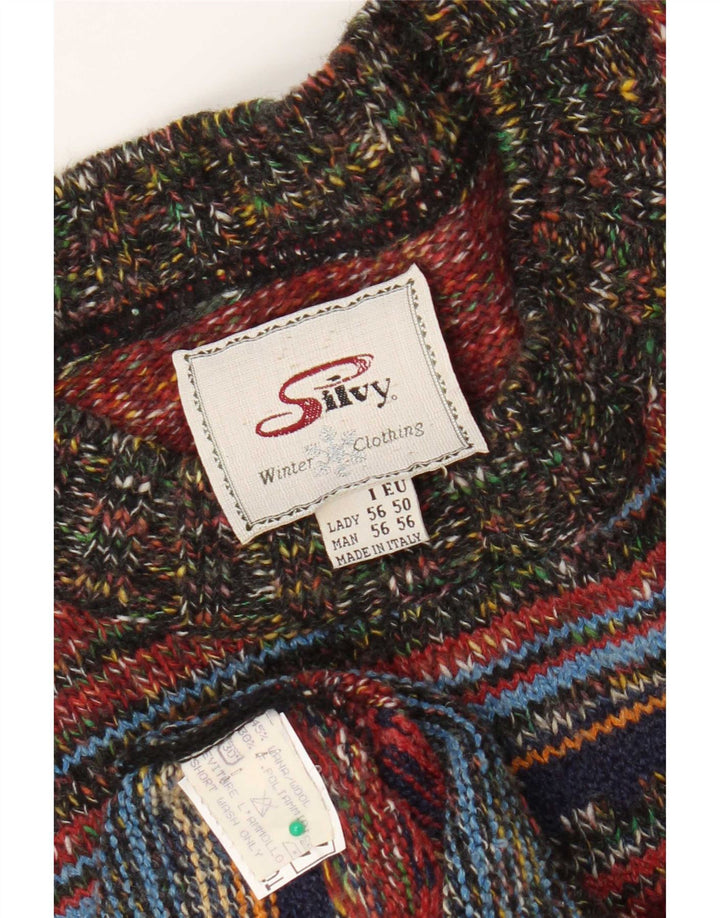 Silvy Mens Crew Neck Jumper Sweater IT 56 2XL Multicoloured Striped Wool