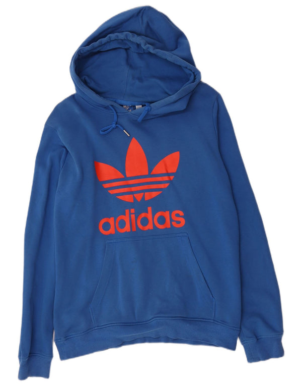 Adidas Mens Graphic Hoodie Jumper Medium Blue Cotton