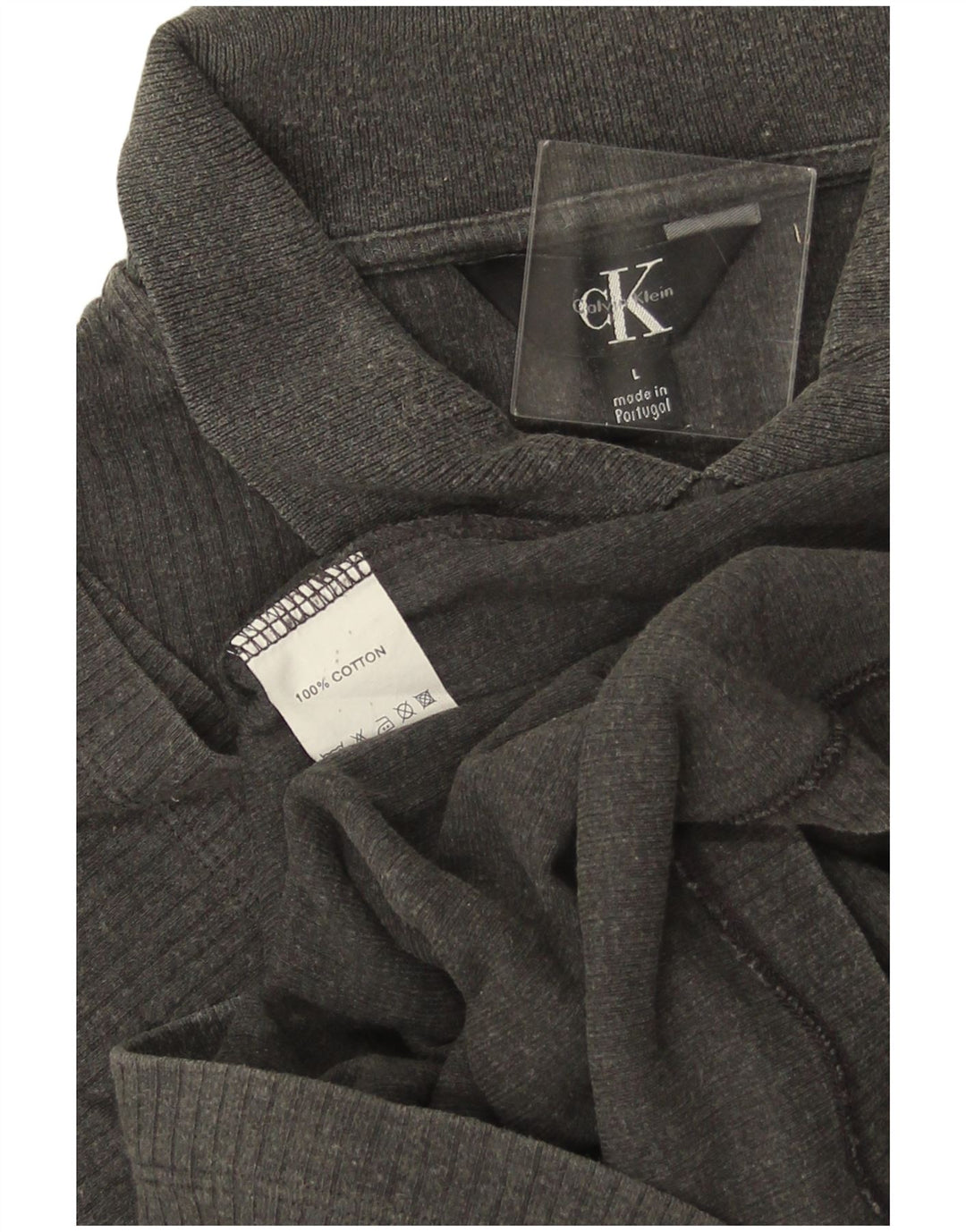 CALVIN KLEIN Mens Polo Shirt Large Grey Cotton