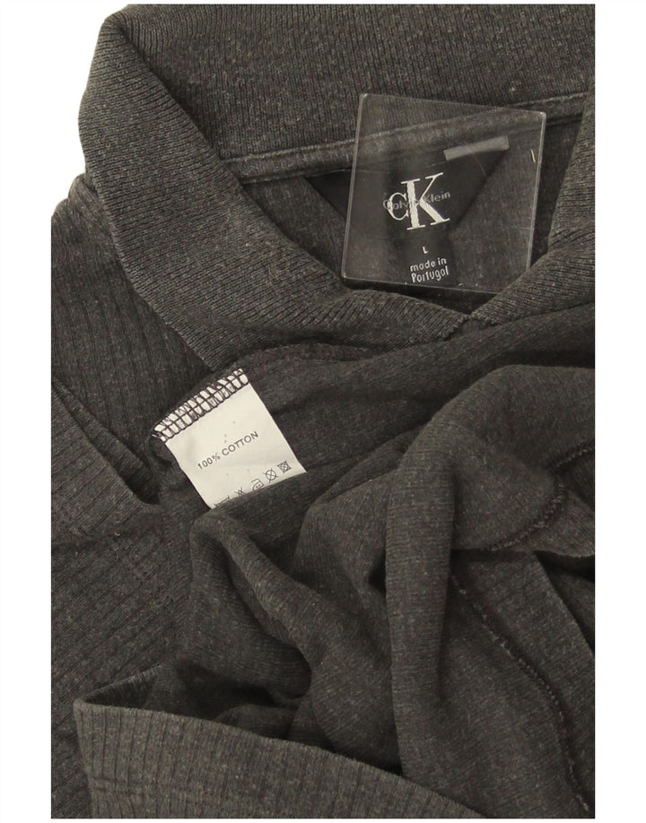 CALVIN KLEIN Mens Polo Shirt Large Grey Cotton