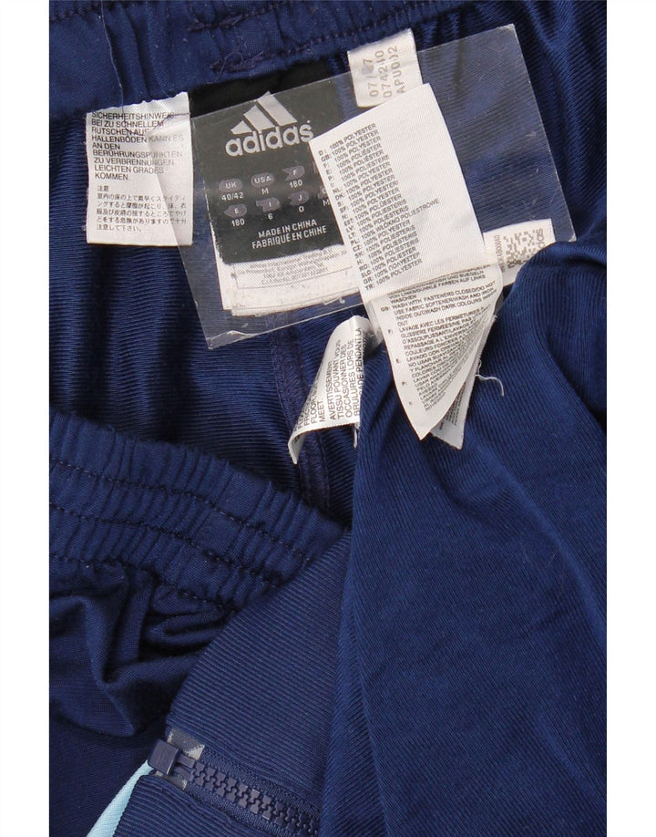 ADIDAS Mens Full Tracksuit UK 40/42 Medium Navy Blue Colourblock Polyester