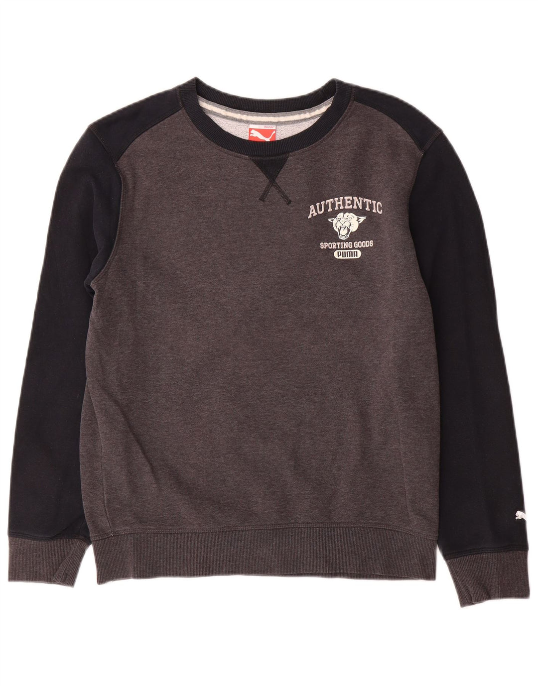 Puma Mens Graphic Sweatshirt Jumper Small Grey Colourblock Cotton