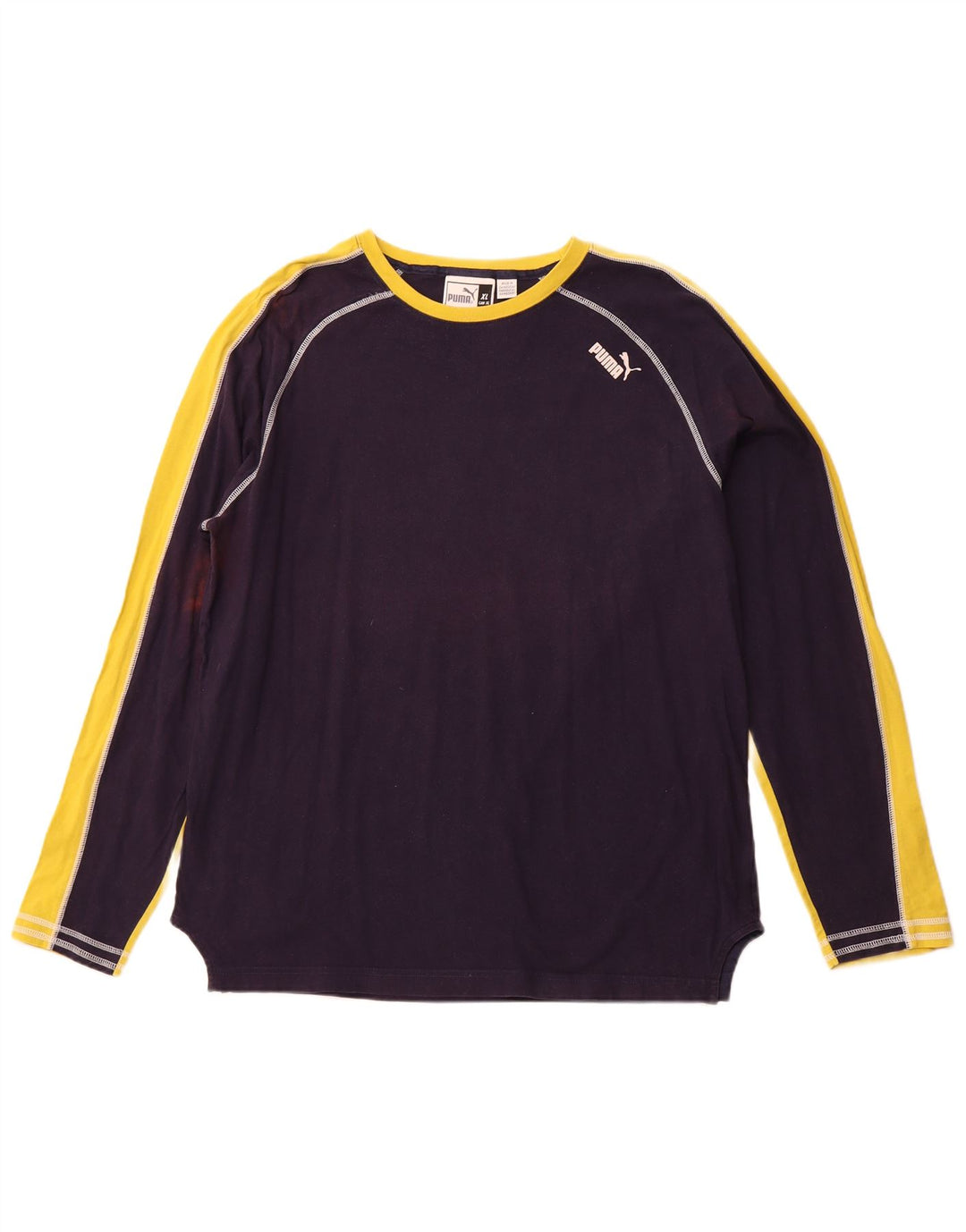 PUMA Mens Top Long Sleeve XL Navy Blue Colourblock Sports