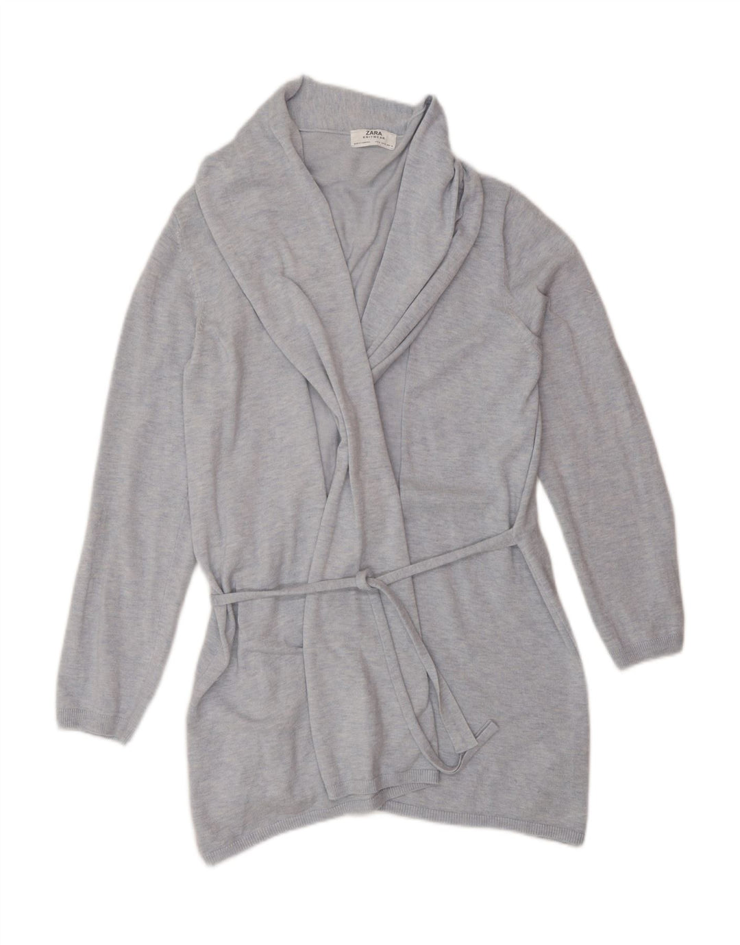 Zara Womens Longline Cardigan Sweater UK 14 Medium Blue Viscose