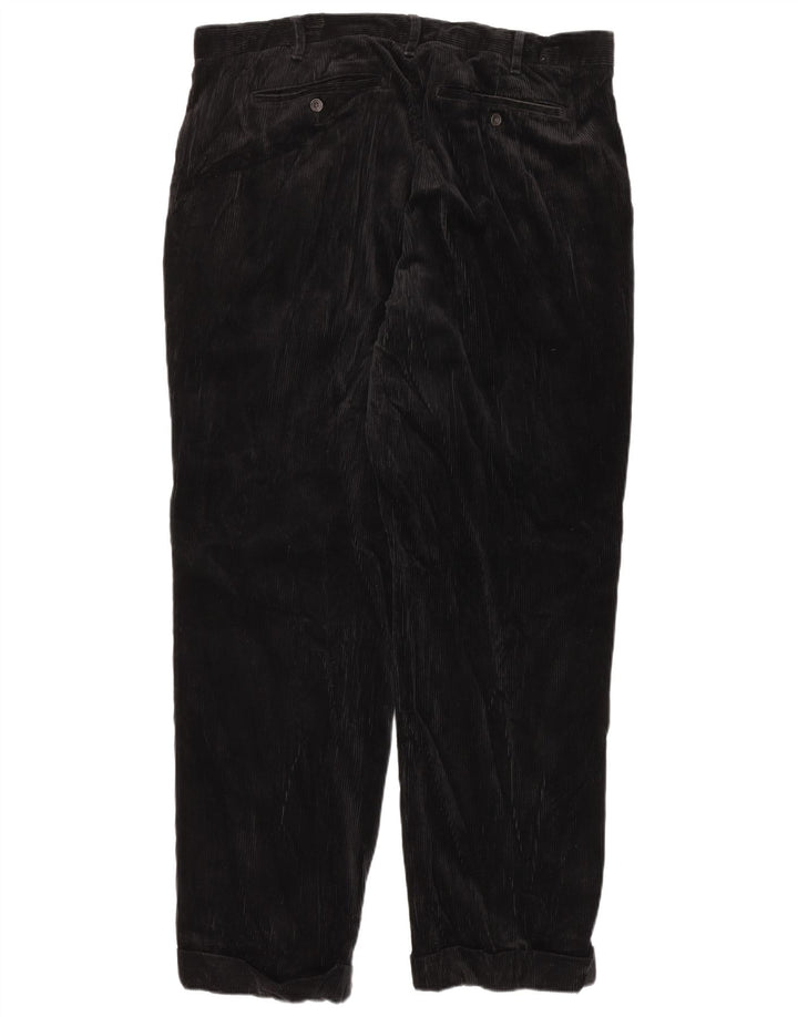 EDDIE BAUER Mens Tall Relaxed Fit Pegged Corduroy Trousers W40 L34  Black