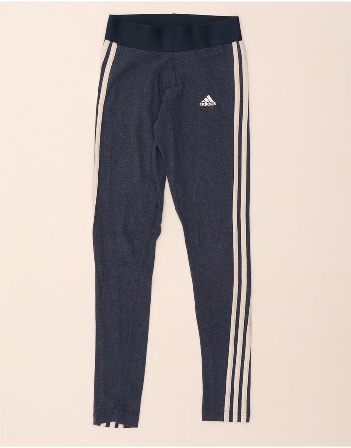 ADIDAS Womens Leggings UK 4/6 XS  Navy Blue Cotton