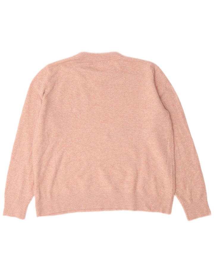 Marks & Spencer Womens Crew Neck Jumper Sweater UK 14 Medium Pink Polyester