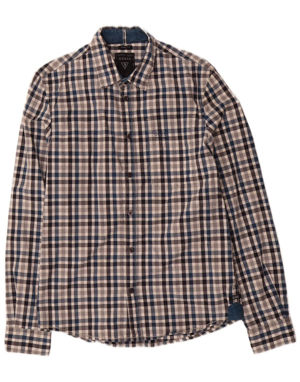 Guess Mens Slim Fit Shirt Small Multicoloured Gingham Cotton
