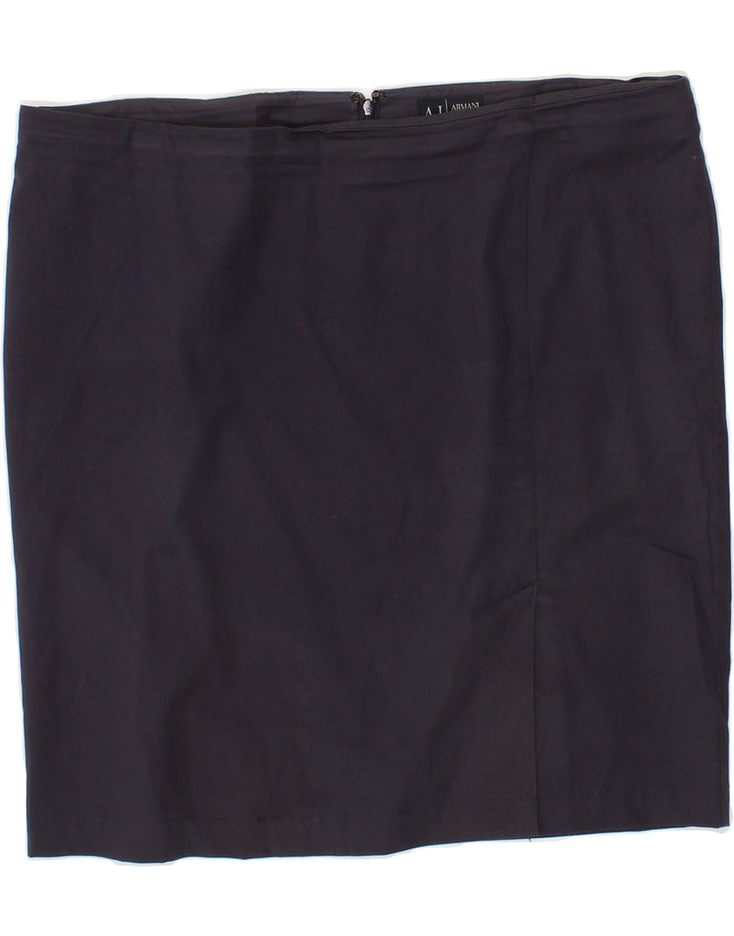 ARMANI Womens Mini Straight Skirt US 14 XL W38  Navy Blue Cotton Vintage Armani and Second-Hand Armani from Messina Hembry 