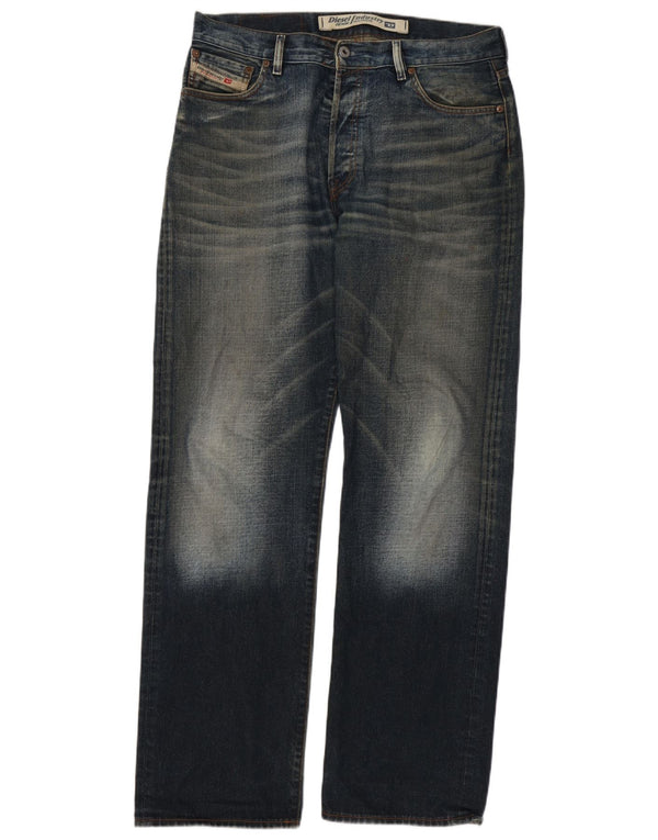 Diesel Mens Straight Jeans W34 L34 Navy Blue Cotton