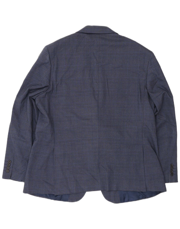 Marks & Spencer Mens 2 Button Blazer Jacket UK 48 2XL Blue Houndstooth