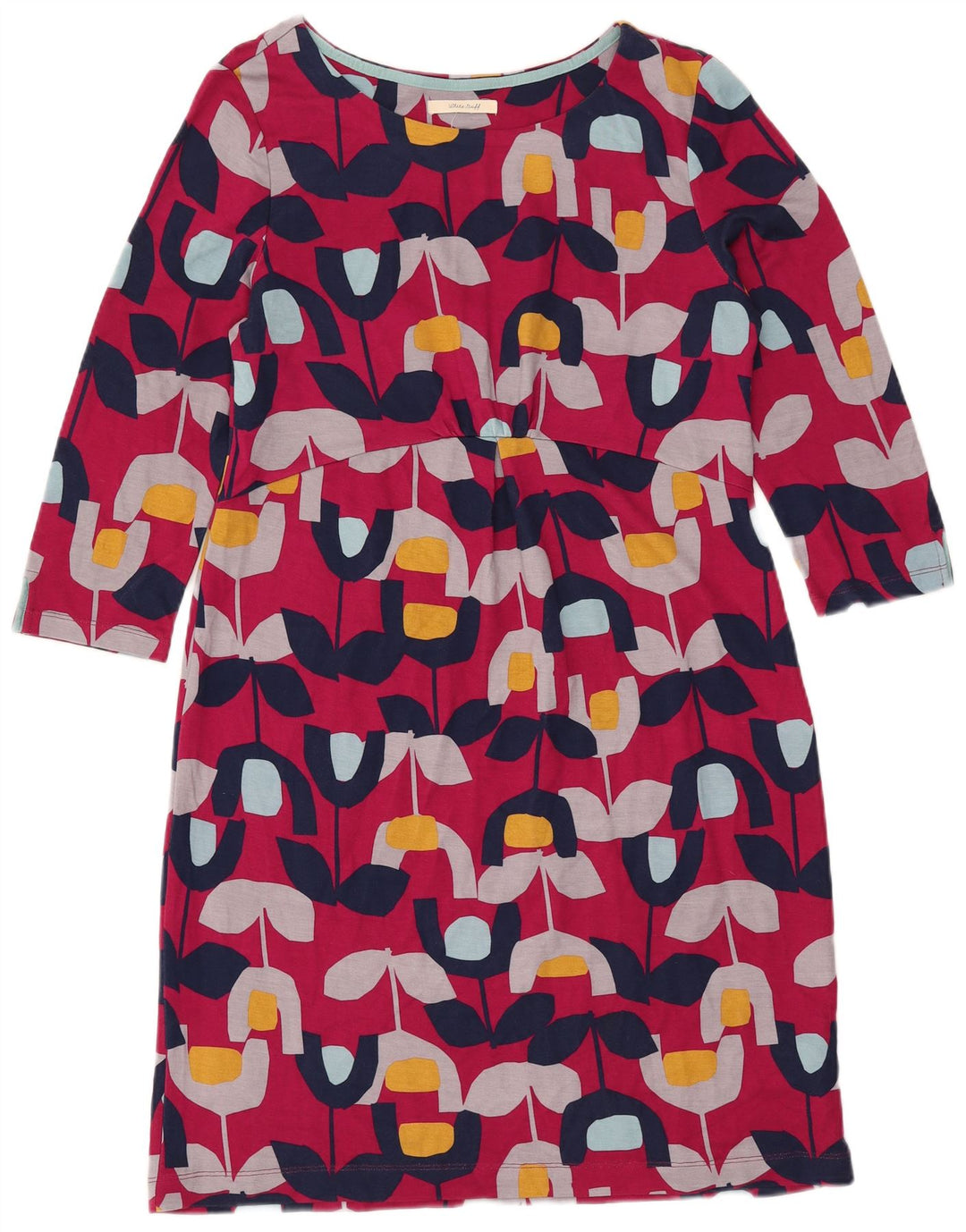 WHITE STUFF Womens 3/4 Sleeve Sheath Dress UK 12 Medium Pink Floral