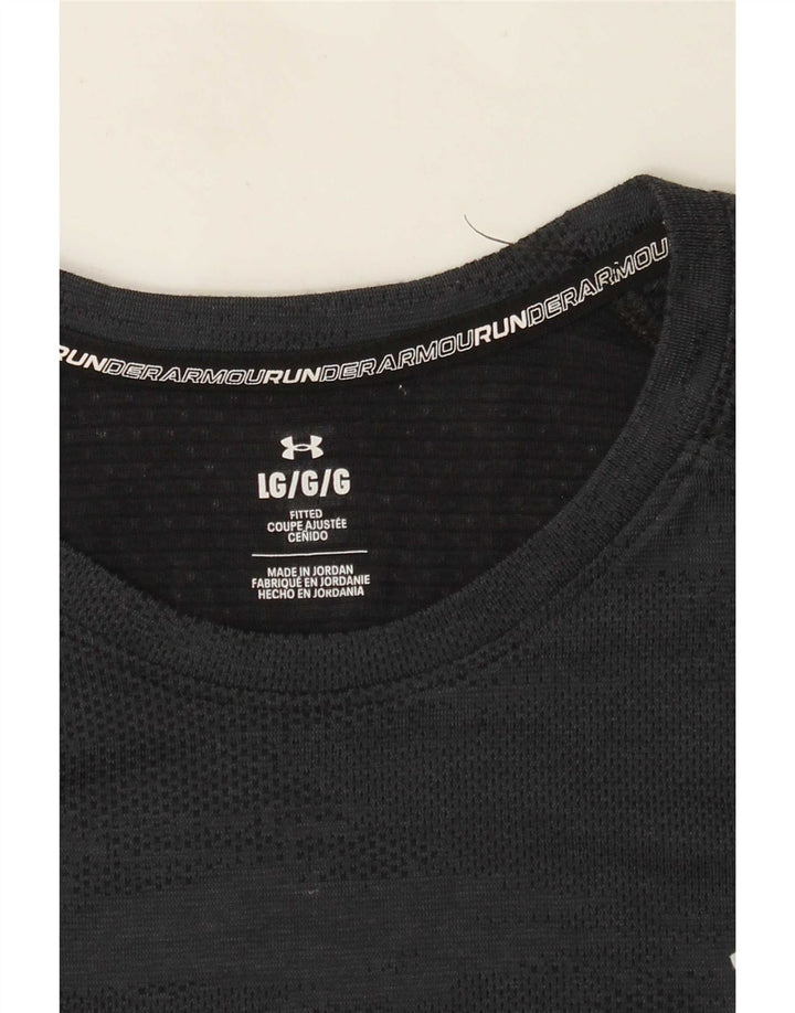 Under Armour Mens Fitted T-Shirt Top Large Black Colourblock