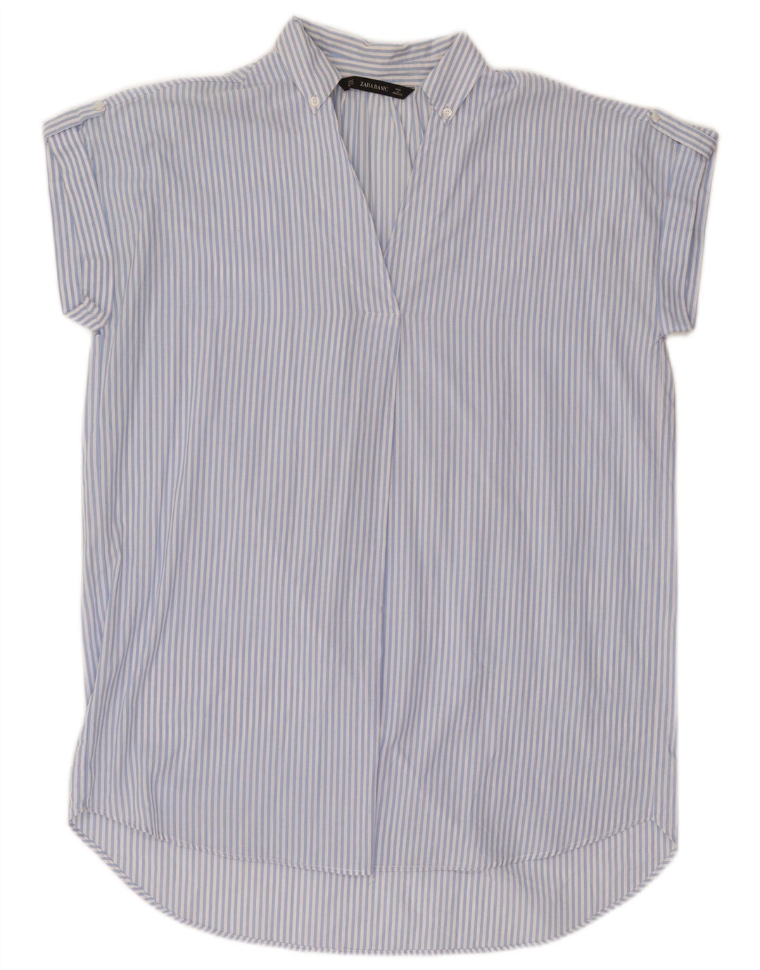 Zara Womens Oversized Tunic Dress UK 14 Medium Blue Pinstripe