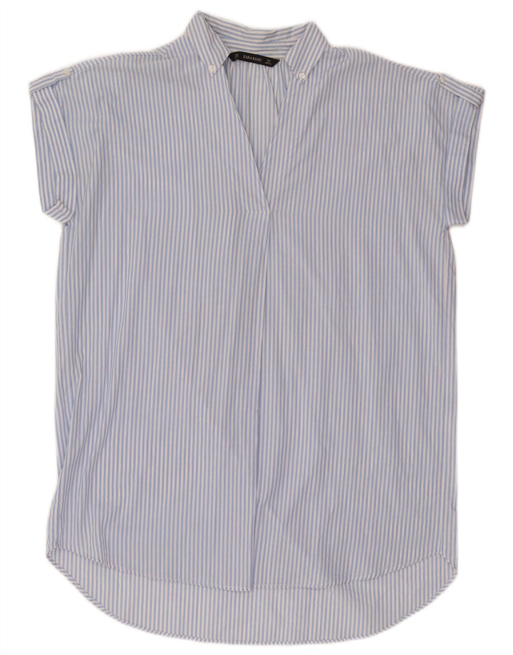 Zara Womens Oversized Tunic Dress UK 14 Medium Blue Pinstripe