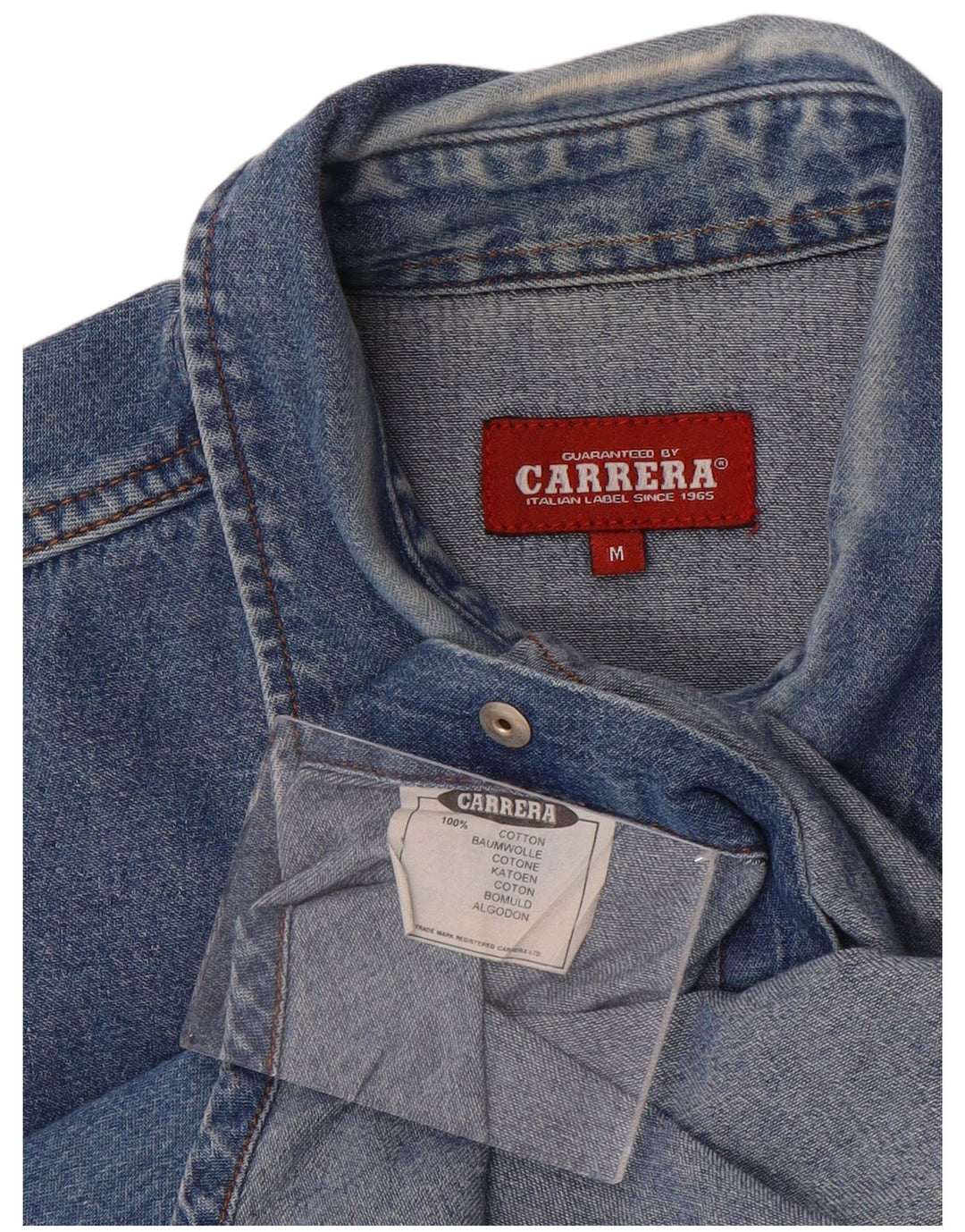 CARRERA Mens Denim Shirt Medium Blue Cotton