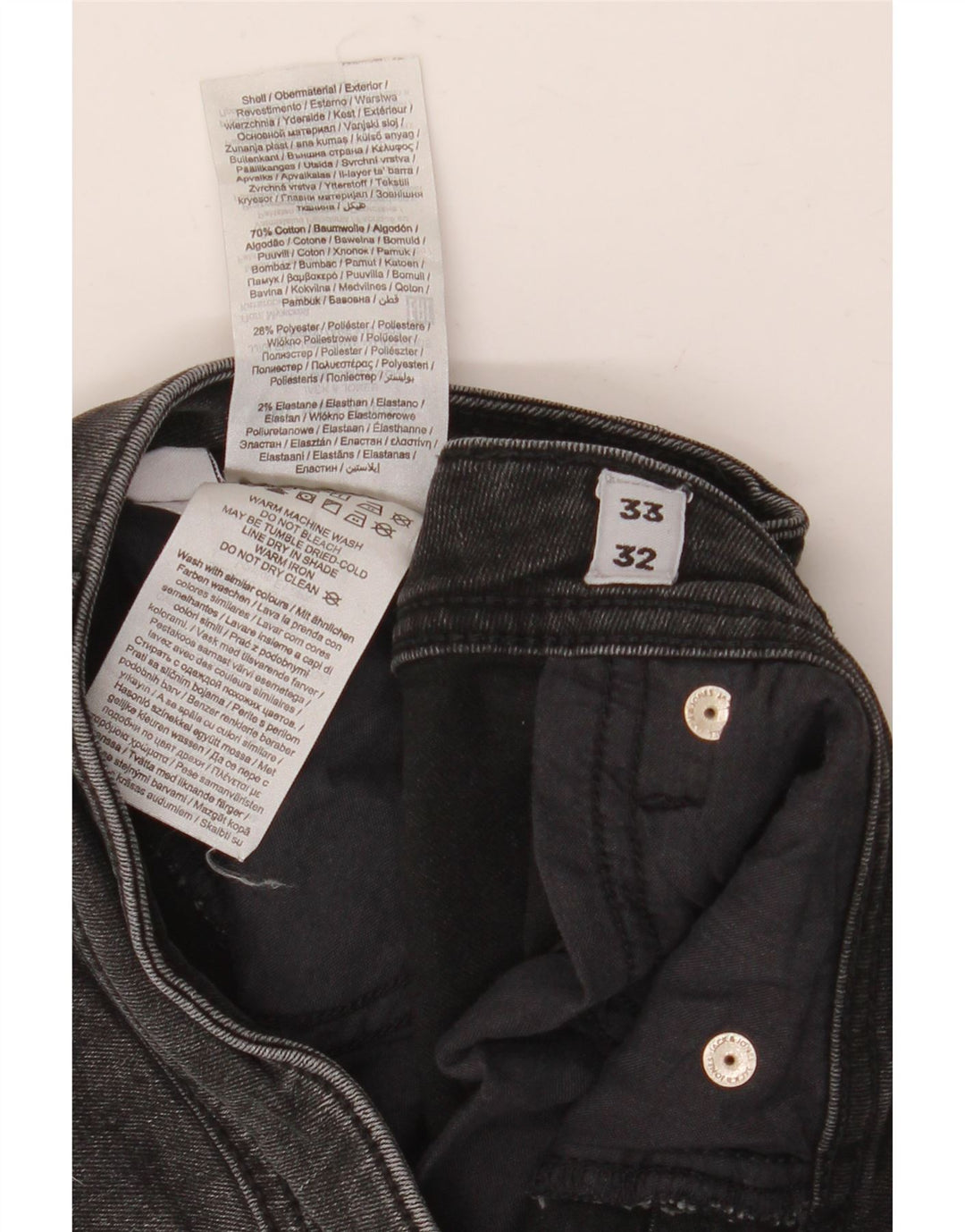 Jack & Jones Mens Slim Jeans W33 L32 Black Cotton
