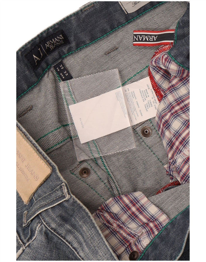 Armani Mens Distressed Slim Jeans W33 L32 Blue Cotton