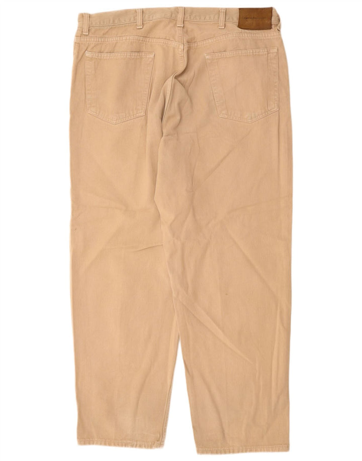 CALVIN KLEIN Mens Straight Casual Trousers W40 L30 Beige Cotton