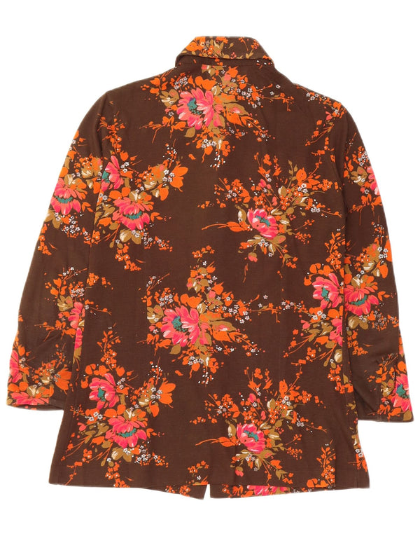 VINTAGE Womens Shirt UK 10 Small Brown Floral